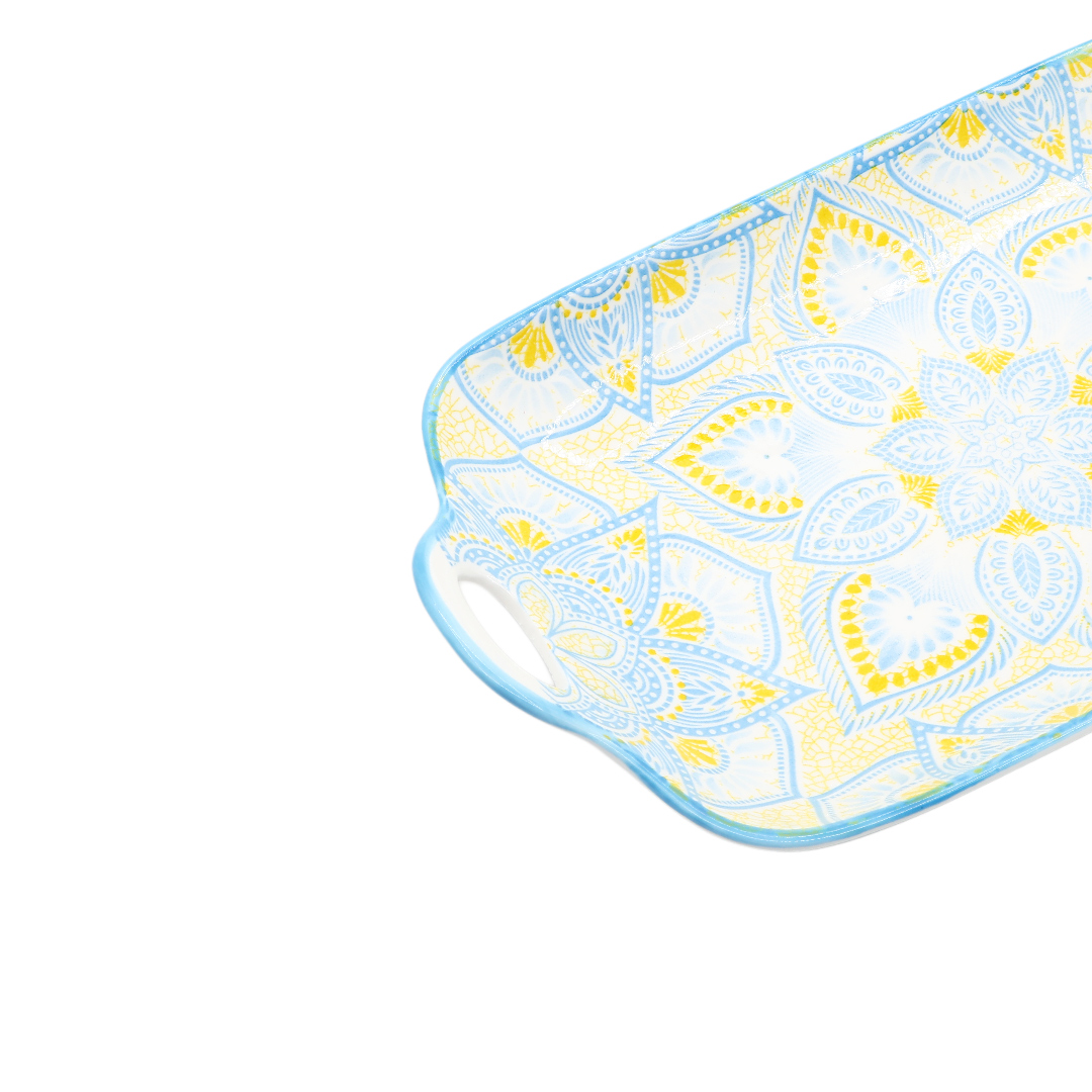 Плато сервировочное c ручками YW-53, керамика, фруктовый принт, 30x17x4.7 см - thumbs image 3