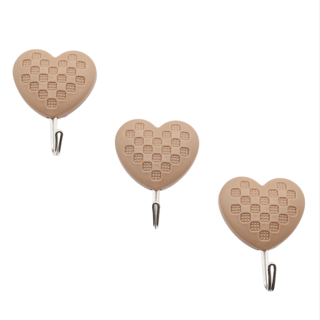 Set 3 cuiere cu adeziv Guoli M24-126, plastic, inimă, maro, 2 kg, 7 cm x 5 cm