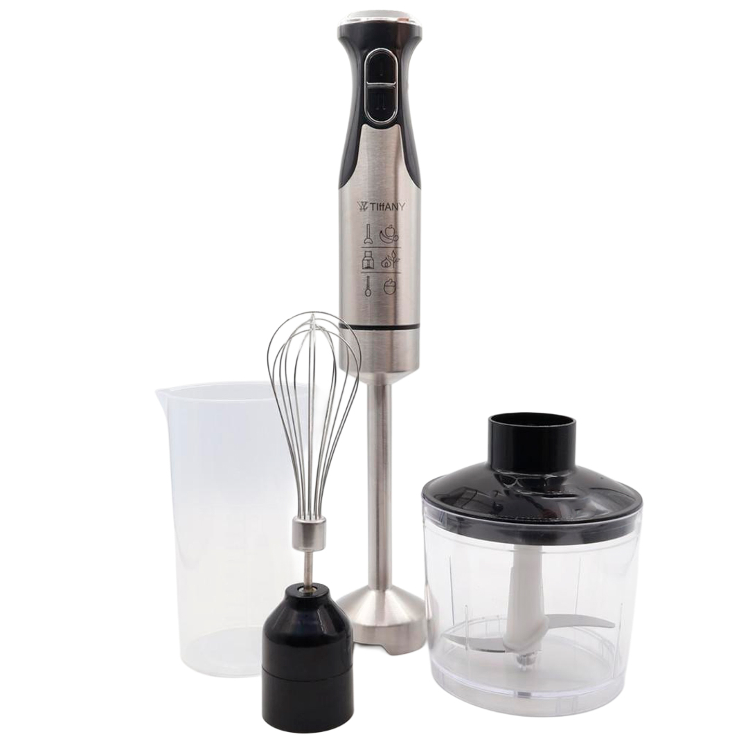 Blender de mână 4 in 1 Tiffany TF-9002, arfintiu, platic și oțel inoxibi, 1800 W, 220-240 V, 50-60 Hz