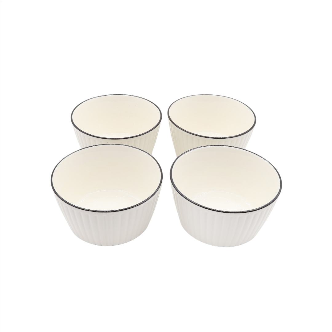 Set 4 boluri M26-219, ceramică, alb, 11.5 x 6 cm