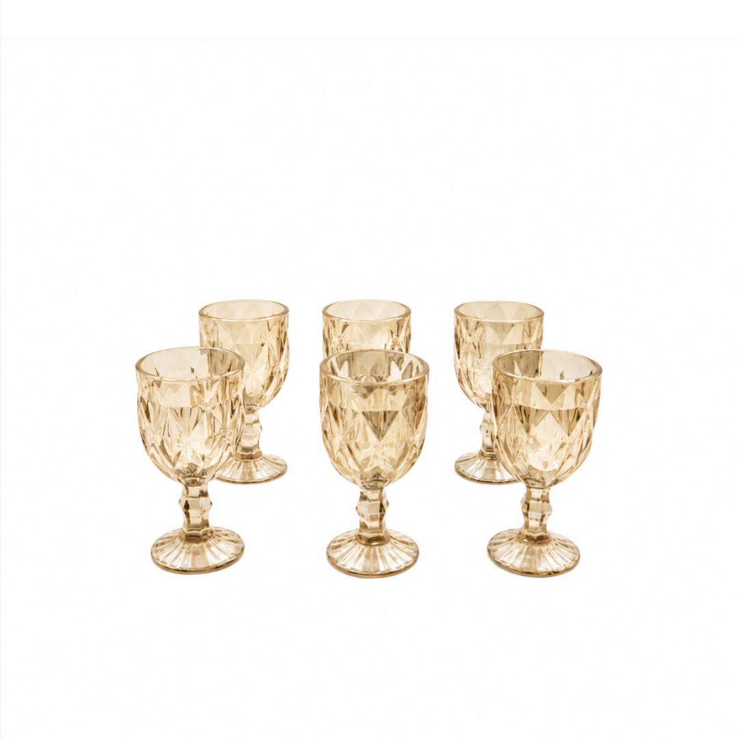 Set 6 + 6 pahare de vin și tărie, M27-174, aurii, sticlă, 300 ml, 60 ml - thumbs image 4