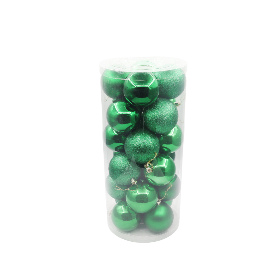 Set 24 buc. globuri decorative M23-108, multicolor - Verde închis
