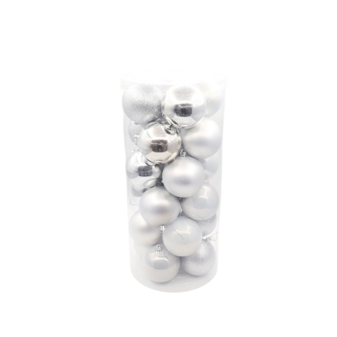 Set 24 buc. globuri decorative M23-108, multicolor - Argintiu
