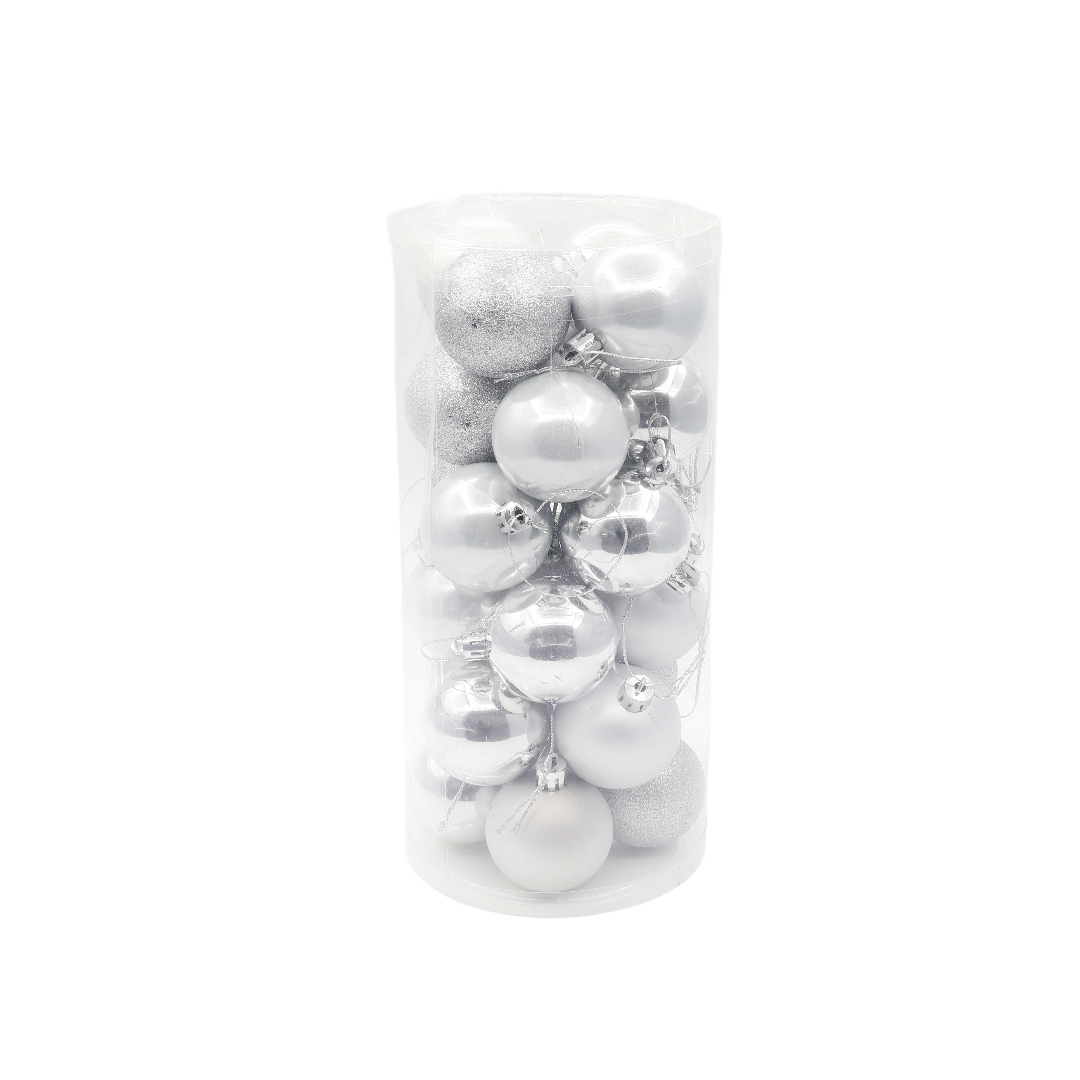 Set 24 buc. globuri decorative M23-97, multicolor - Argintiu