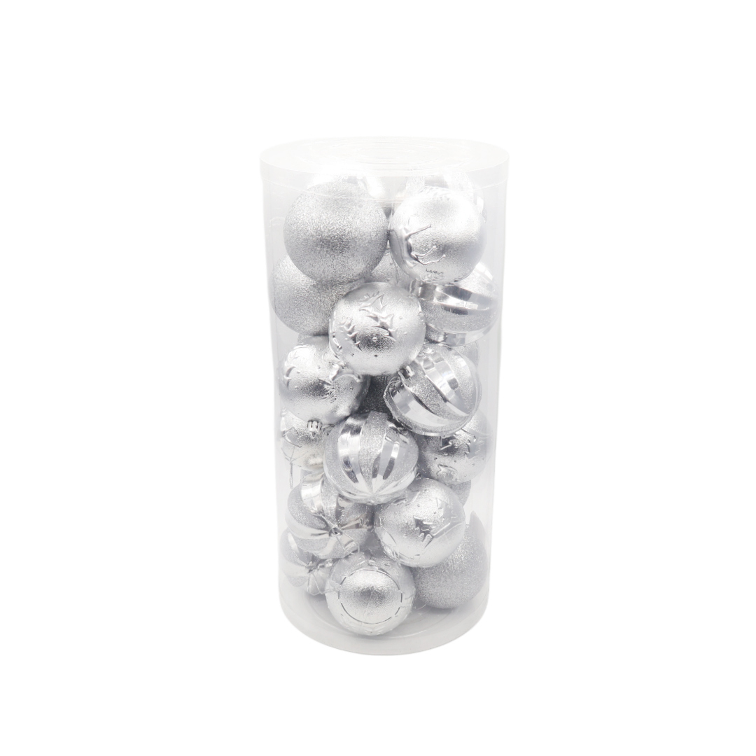 Set 24 buc. globuri decorative M23-99, multicolor - Argintiu