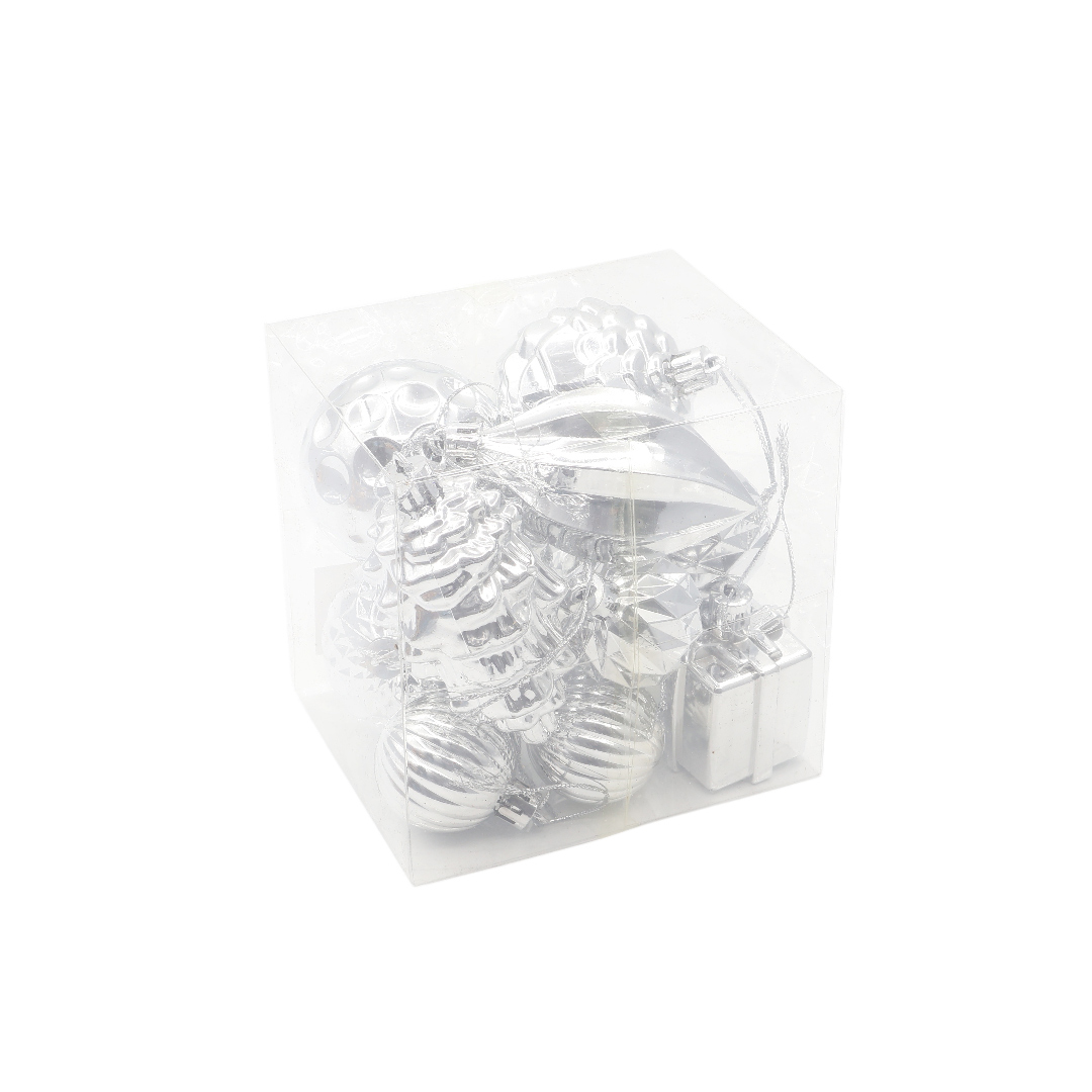M23-118 Set jucarii pentru brad (1/96 buc) - Argintiu