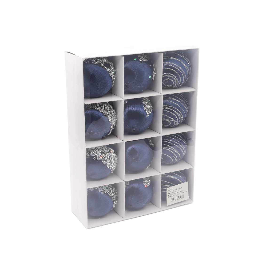 M23-93 Set 12 jucării pentru brad catifea sure (1/60 buc) - Albastru închis