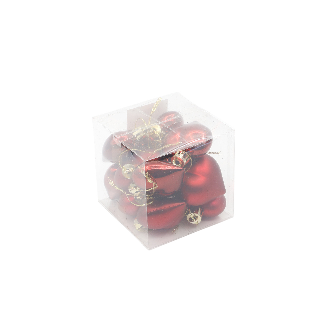 M23-12 Set jucarii pentru brad inimioare (1/120 buc) - Bordo