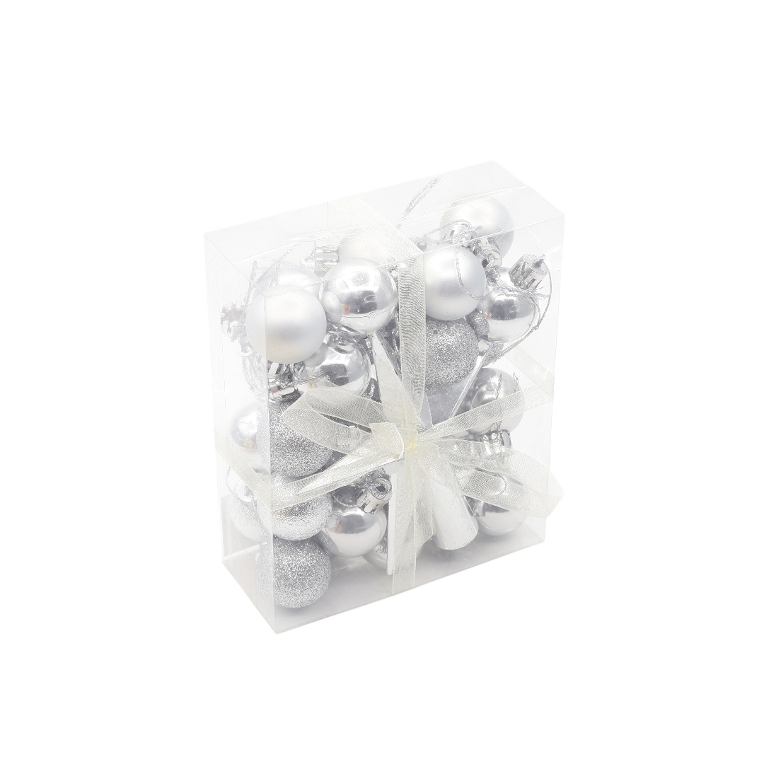 M23-9 Set jucarii p-u brad (1/180 buc) - Argintiu