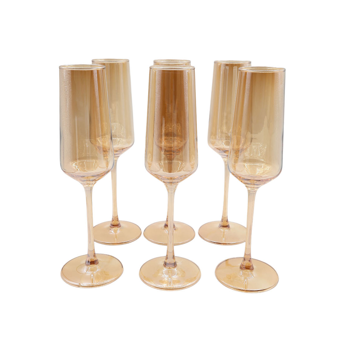 Set 6 pahare pentru șampanie M21-329-1, aurii, sticlă, 230 ml - thumbs image 2