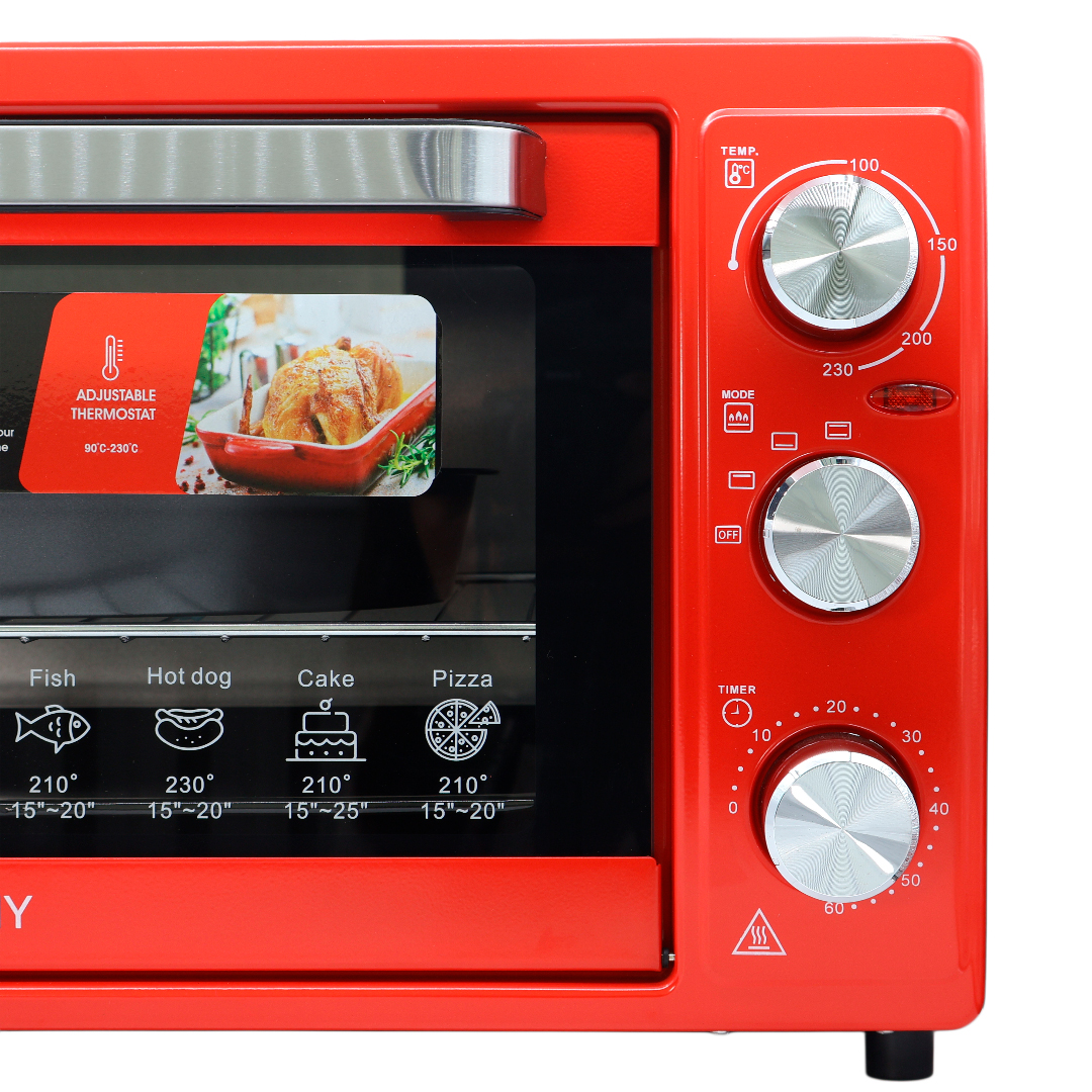 Cuptor electric de masă Tiffany TF-38, rușu, Plastic, Sticlă, Oțel inoxibil, 40 L,  2000 W, 220-240V, 55.5 cm x 43 cm x 31.5 cm - thumbs image 3