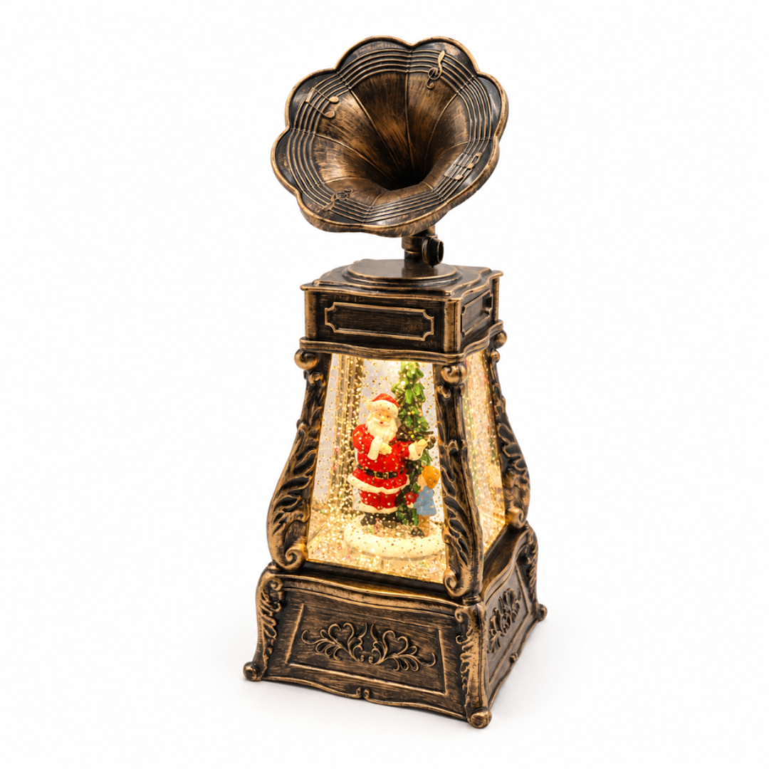 Decorațiune muzicală "Gramofon" M26-55, LED, ninsoare, plastic, 11 x 11 x 27 cm
