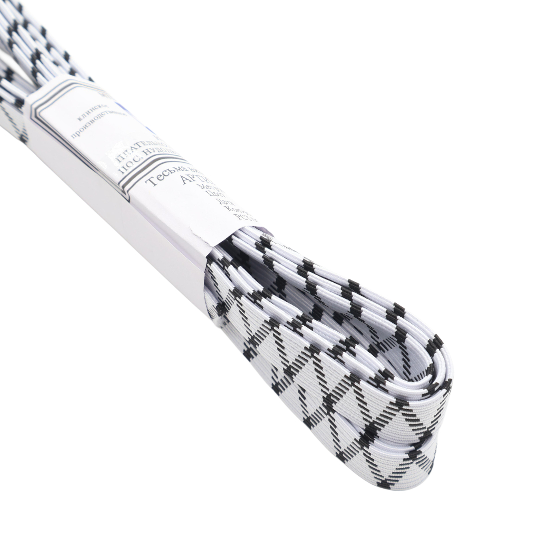 M19-87 Elastic, alb-negru, 5M (5pcs) 1/500 buc - thumbs image 2