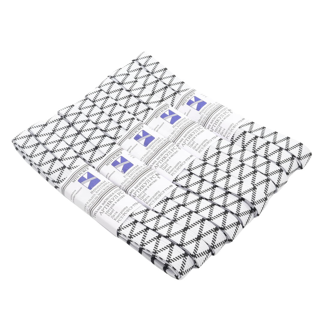 M19-87 Elastic, alb-negru, 5M (5pcs) 1/500 buc - thumbs image 3