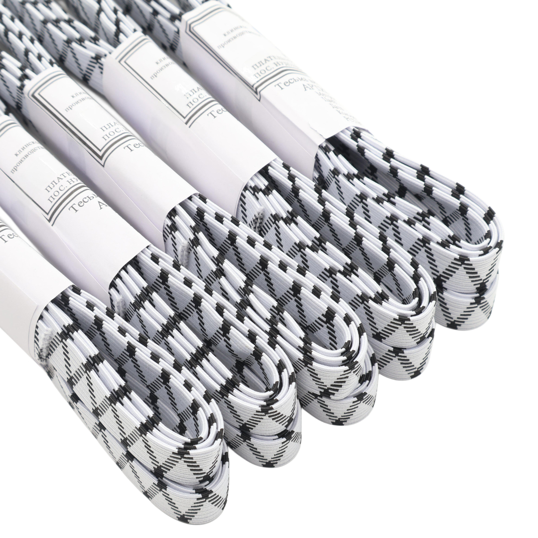 M19-87 Elastic, alb-negru, 5M (5pcs) 1/500 buc - thumbs image 4