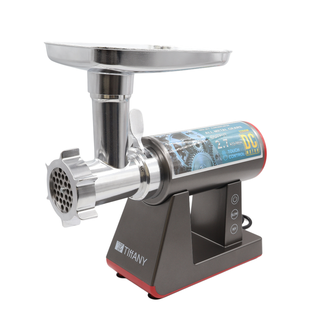 Mașină de tocat carne Tiffany TF-111, gri, Oțel inoxibil, funcție Reverse, Capacitatea 2.7 kg/min, 3200 W