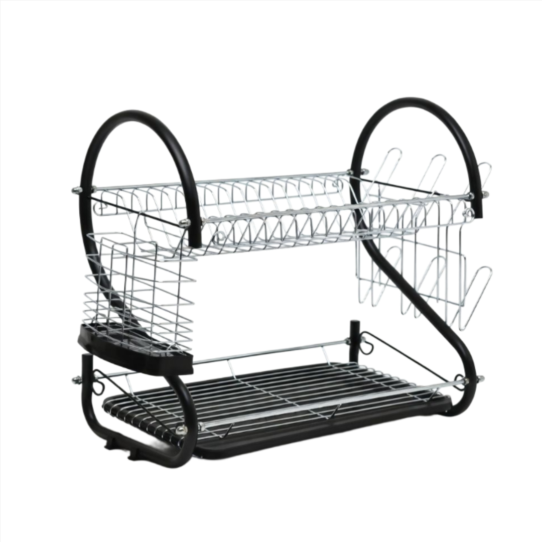 Suport pentru veselă Vicalina, VL-0001, 2 nivele, negru, 45 cm x 39.5 cm x 25 cm