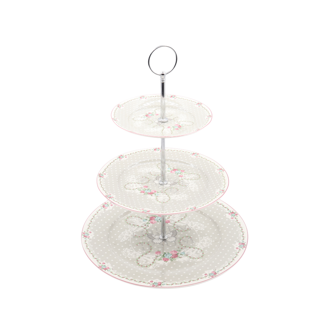 Etajeră de servire CP3-556, ceramică, imprimeu flori, 33x26.8 cm